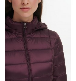 Women's Packable Hooded Down Puffer Coat Deep Plum $28.20 Coats