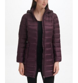 Women's Packable Hooded Down Puffer Coat Deep Plum $28.20 Coats