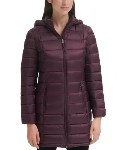 Women's Packable Hooded Down Puffer Coat Deep Plum $28.20 Coats