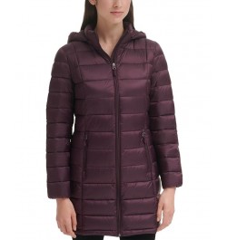 Women's Packable Hooded Down Puffer Coat Deep Plum $28.20 Coats