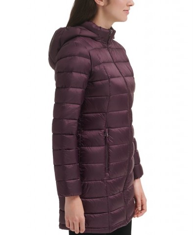 Women's Packable Hooded Down Puffer Coat Deep Plum $28.20 Coats