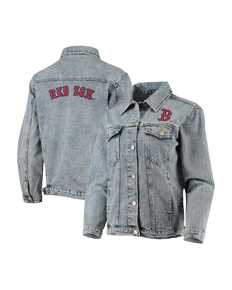 Women's Boston Red Sox Team Patch Denim Button-Up Jacket Blue $47.25 Jackets