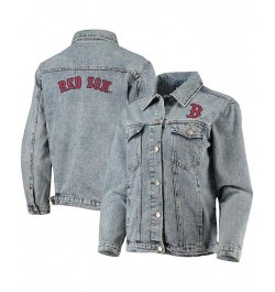 Women's Boston Red Sox Team Patch Denim Button-Up Jacket Blue $47.25 Jackets