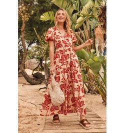 Women's Aubrey Vine Floral Maxi Dress Cream $53.10 Dresses