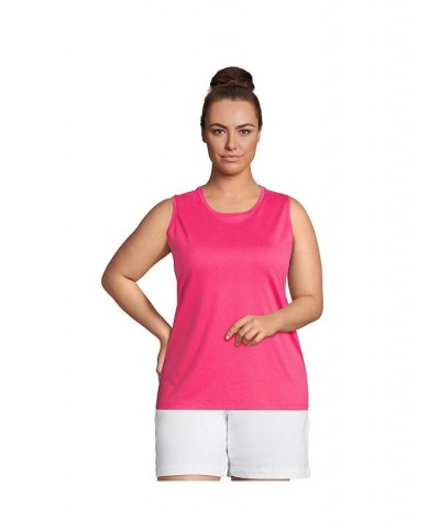 Women's Plus Size Supima Cotton Crew Neck Tank Top Hot pink $20.19 Tops