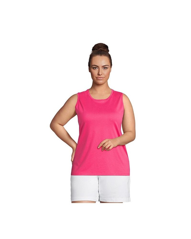 Women's Plus Size Supima Cotton Crew Neck Tank Top Hot pink $20.19 Tops