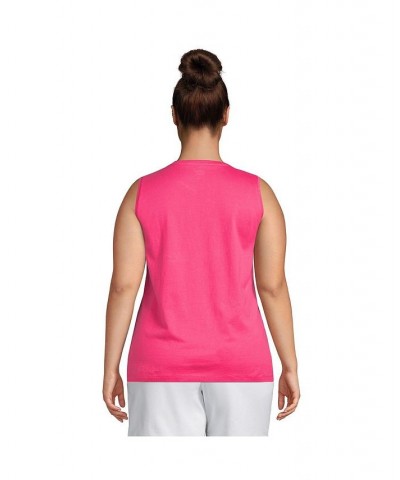 Women's Plus Size Supima Cotton Crew Neck Tank Top Hot pink $20.19 Tops