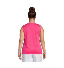 Women's Plus Size Supima Cotton Crew Neck Tank Top Hot pink $20.19 Tops