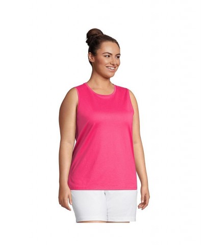 Women's Plus Size Supima Cotton Crew Neck Tank Top Hot pink $20.19 Tops