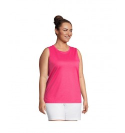 Women's Plus Size Supima Cotton Crew Neck Tank Top Hot pink $20.19 Tops