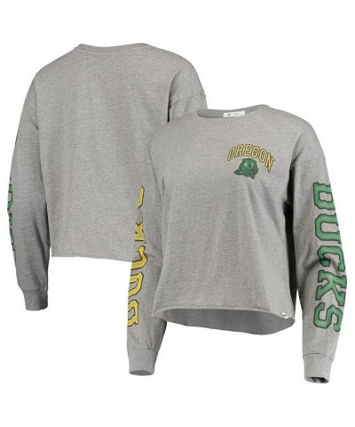 Women's Heathered Gray Oregon Ducks Ultra Max Parkway Long Sleeve Cropped T-shirt Heathered Gray $22.55 Tops