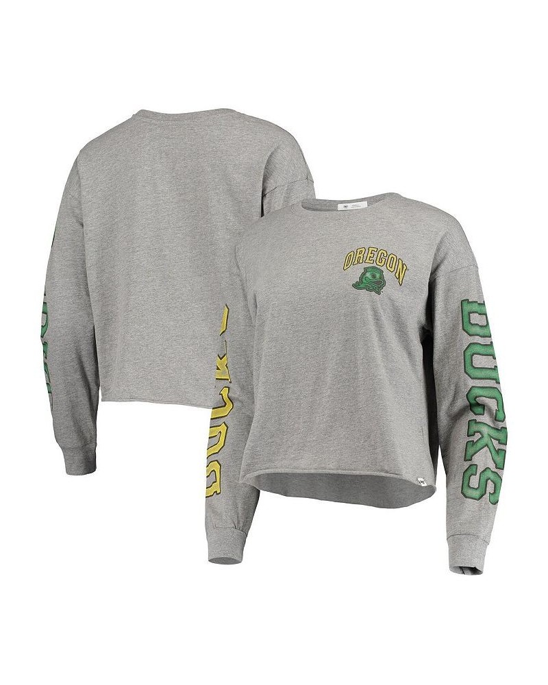 Women's Heathered Gray Oregon Ducks Ultra Max Parkway Long Sleeve Cropped T-shirt Heathered Gray $22.55 Tops