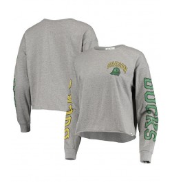 Women's Heathered Gray Oregon Ducks Ultra Max Parkway Long Sleeve Cropped T-shirt Heathered Gray $22.55 Tops