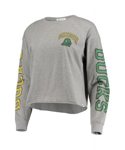 Women's Heathered Gray Oregon Ducks Ultra Max Parkway Long Sleeve Cropped T-shirt Heathered Gray $22.55 Tops