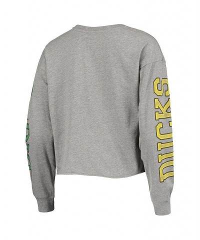 Women's Heathered Gray Oregon Ducks Ultra Max Parkway Long Sleeve Cropped T-shirt Heathered Gray $22.55 Tops