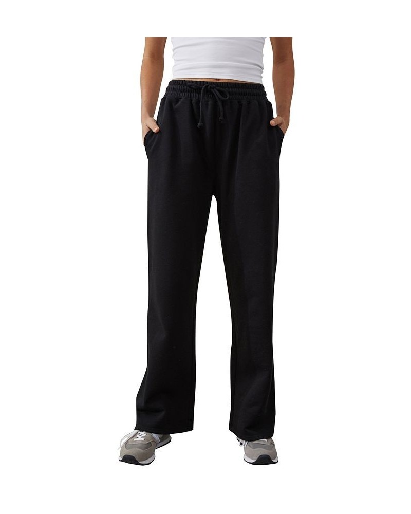 Women's Plush Wide Leg Track Pants Black $29.69 Pants