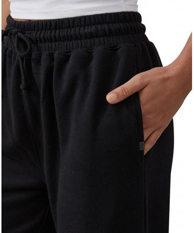 Women's Plush Wide Leg Track Pants Black $29.69 Pants