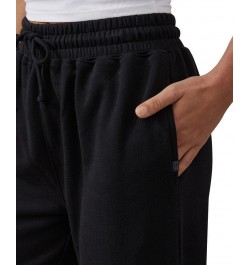 Women's Plush Wide Leg Track Pants Black $29.69 Pants