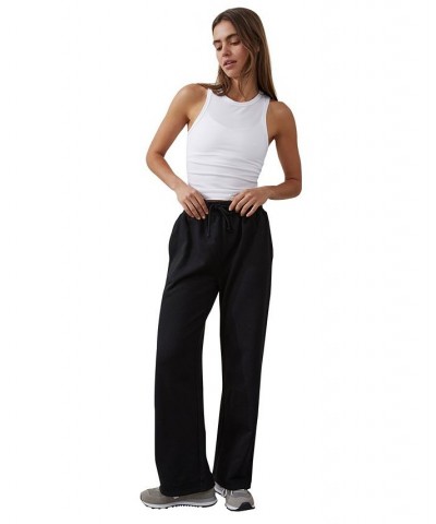 Women's Plush Wide Leg Track Pants Black $29.69 Pants