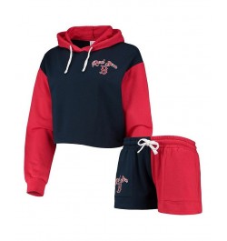 Women's Navy Red Boston Red Sox Color-Block Pullover Hoodie and Shorts Lounge Set Navy, Red $37.80 Pajama