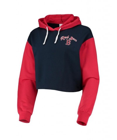 Women's Navy Red Boston Red Sox Color-Block Pullover Hoodie and Shorts Lounge Set Navy, Red $37.80 Pajama