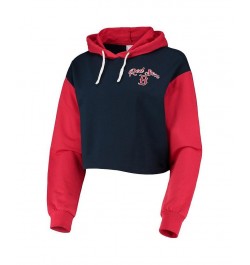 Women's Navy Red Boston Red Sox Color-Block Pullover Hoodie and Shorts Lounge Set Navy, Red $37.80 Pajama