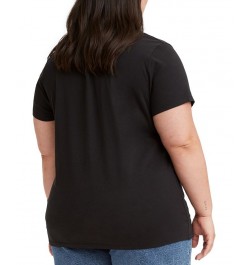 Trendy Plus Size Cotton Perfect Logo T-Shirt Black $14.35 Tops