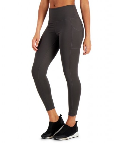 Women's Compression High-Waist Side-Pocket 7/8 Length Leggings XS-4X Gray $16.35 Pants