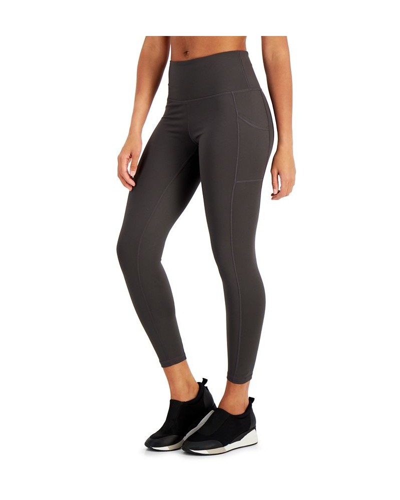 Women's Compression High-Waist Side-Pocket 7/8 Length Leggings XS-4X Gray $16.35 Pants