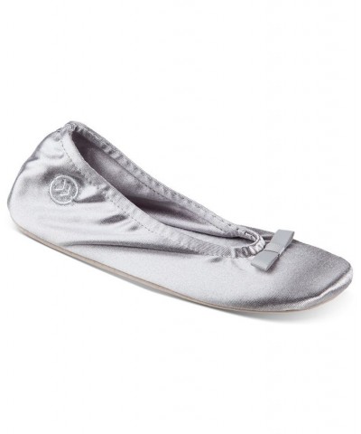 Isotoner Satin Ballerina Slippers Light Grey $16.00 Shoes