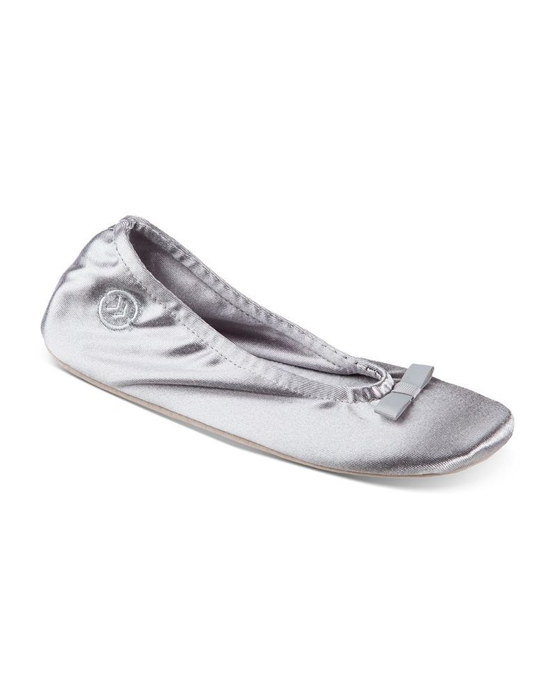 Isotoner Satin Ballerina Slippers Light Grey $16.00 Shoes