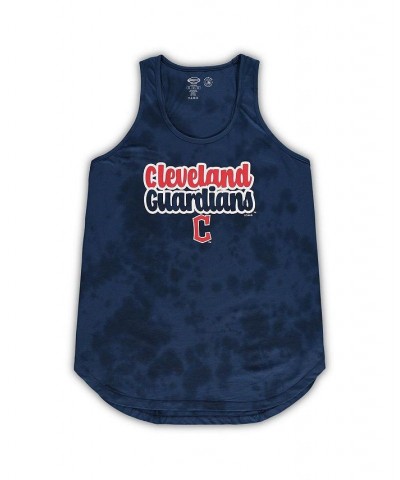 Women's Navy Cleveland Guardians Plus Size Cloud Tank Top and Shorts Sleep Set Navy $27.50 Pajama