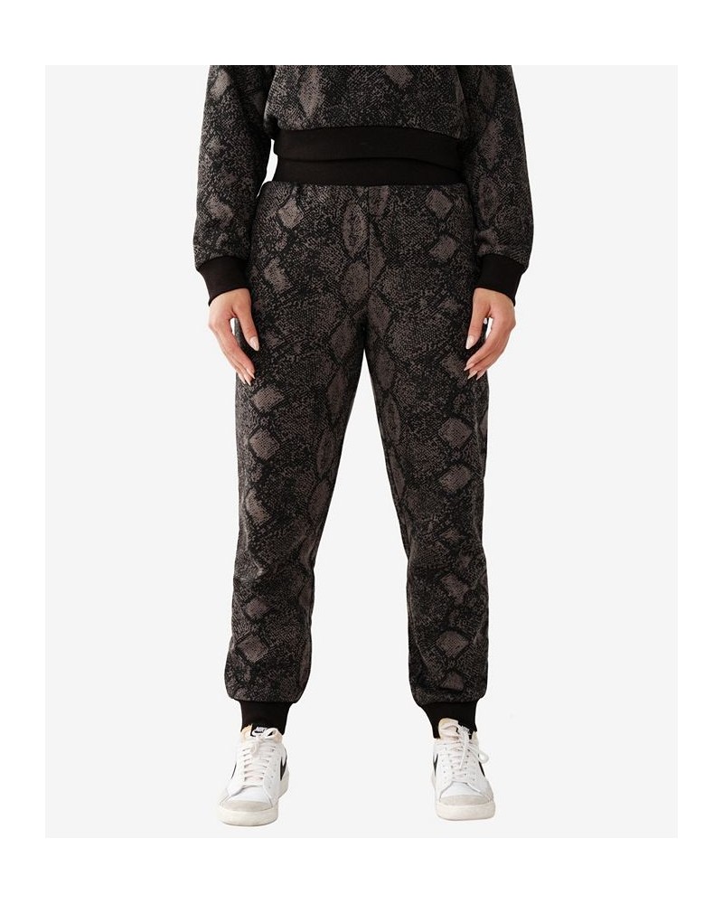 Women's High Rise Python Jogger Pants Jet Black $33.18 Pants