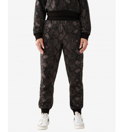 Women's High Rise Python Jogger Pants Jet Black $33.18 Pants