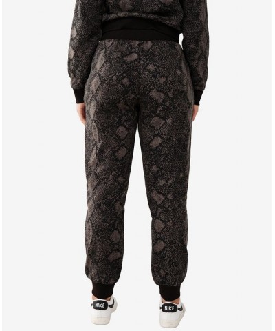 Women's High Rise Python Jogger Pants Jet Black $33.18 Pants