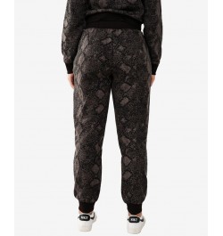 Women's High Rise Python Jogger Pants Jet Black $33.18 Pants