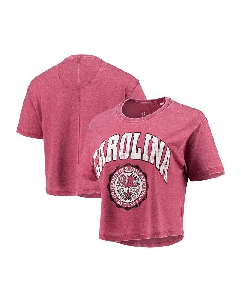 Women's Garnet South Carolina Gamecocks Edith Vintage-Inspired Burnout Crop T-shirt Red $19.80 Tops