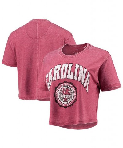 Women's Garnet South Carolina Gamecocks Edith Vintage-Inspired Burnout Crop T-shirt Red $19.80 Tops