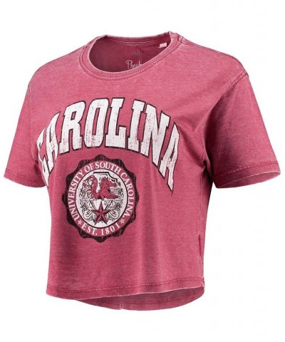 Women's Garnet South Carolina Gamecocks Edith Vintage-Inspired Burnout Crop T-shirt Red $19.80 Tops