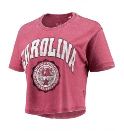 Women's Garnet South Carolina Gamecocks Edith Vintage-Inspired Burnout Crop T-shirt Red $19.80 Tops