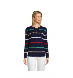 Women's Drifter Cotton Cable Lace Up Sweater Top Blue $47.67 Sweaters