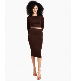 Bodycon Midi Skirt Brown $11.39 Skirts