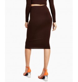 Bodycon Midi Skirt Brown $11.39 Skirts