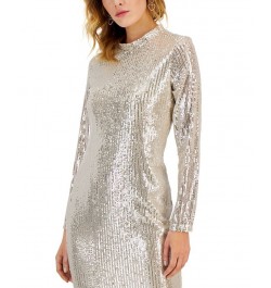 Women's Sequined Midi Dress Champagne/Silver $27.15 Dresses