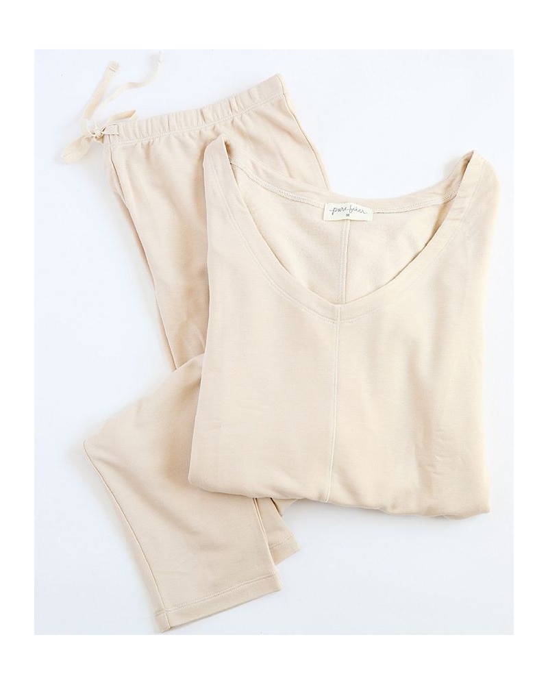 Delilah Short Sleeve Loungewear Set Tan/Beige $46.03 Sleepwear
