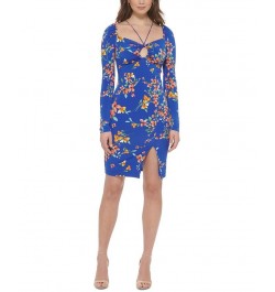 Women's Keyhole-Cutout Strappy Bodycon Dress Cobalt Multi $43.52 Dresses