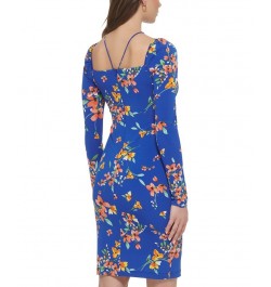 Women's Keyhole-Cutout Strappy Bodycon Dress Cobalt Multi $43.52 Dresses