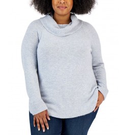 Plus Size Waffle-Knit Cowlneck Sweater Air Blue Heather $15.38 Sweaters