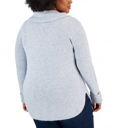 Plus Size Waffle-Knit Cowlneck Sweater Air Blue Heather $15.38 Sweaters