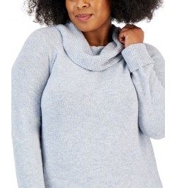 Plus Size Waffle-Knit Cowlneck Sweater Air Blue Heather $15.38 Sweaters